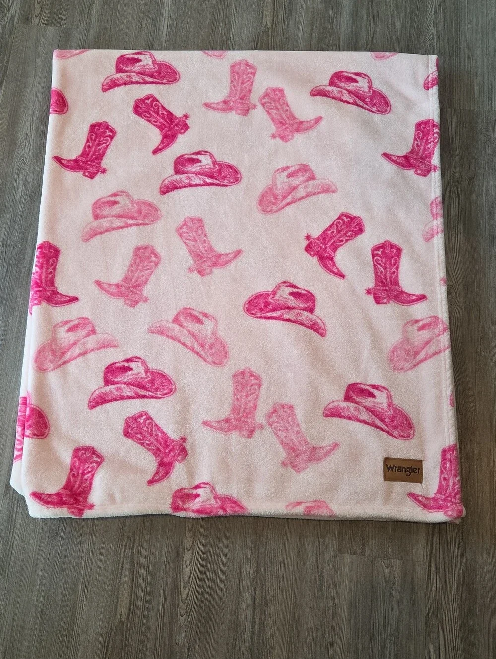 Wrangler Pink Boots And Hats Western Print Plush Cowgirl Blanket